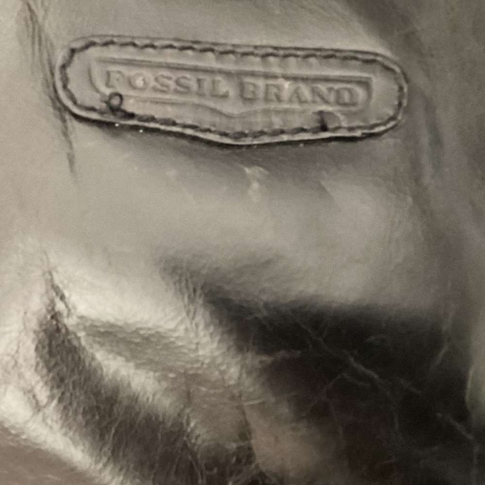 MEN’S FOSSIL BRAND BLACK LEATHER DUFFLE TRAVEL LARGE BAG - Picture 12 of 16